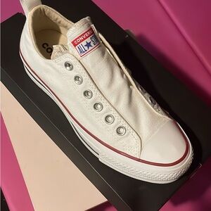 Converse White and Red Slip-On Shoes